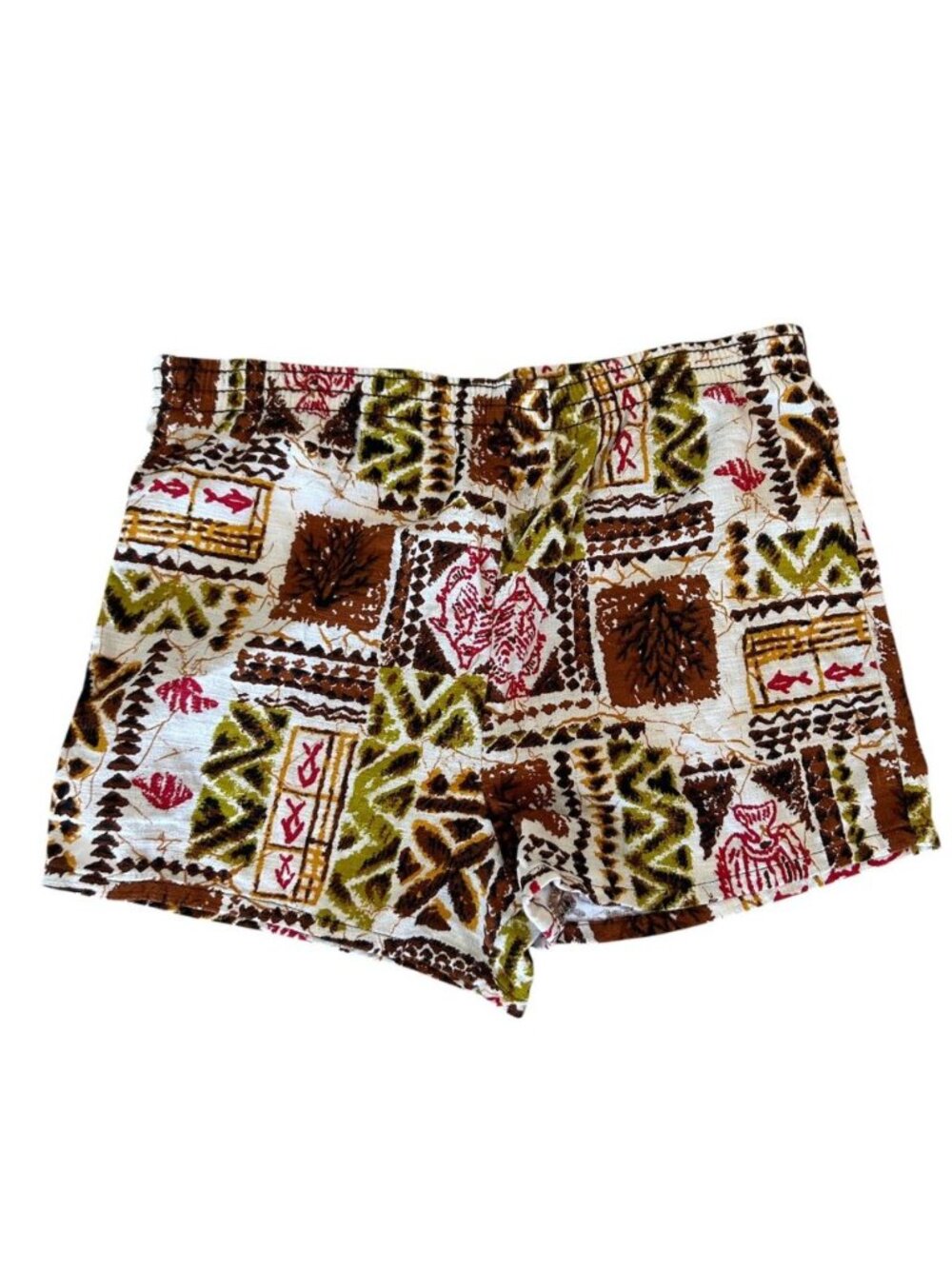 Men's Vintage 60s Hawaiian Barkcloth Cabana Shorts XS